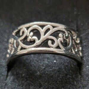 Sterling Silver Scrollwork Statement Ring - Size 8
